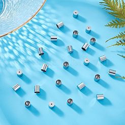 304ステンレススチールコードエンド50個  エンドキャップ  コラム  ステンレス鋼色  7x7mm  穴：1.6mm  内径：6mm&nbsp;STAS-UN0029-16