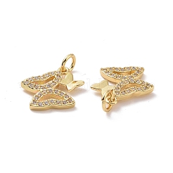 Brass Micro Pave Clear Cubic Zirconia Charms&nbsp;ZIRC-F134-15G