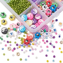DIYシードビーズブレスレット作成キット  ガラスシードビーズ入り  ポリマークレイ＆ccbプラスチック＆アクリルビーズ  伸縮性のある糸  ミックスカラー  ビーズ：5000個/箱&nbsp;DIY-YW0005-51