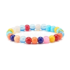 Candy Color Round Glass Beads Stretch Bracelets Set for Children and Parent&nbsp;BJEW-JB07176