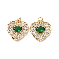 Heart Brass Micro Pave Cubic Zirconia Pendants&nbsp;KK-G435-01G