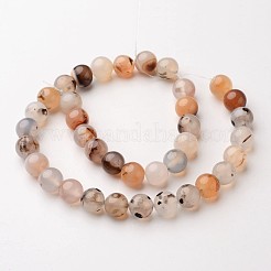 Natural Dendritic Agate Beads Strands&nbsp;X-G-D845-04-8mm