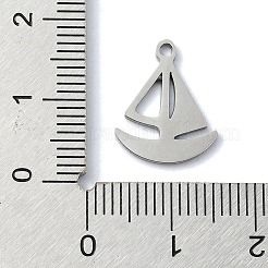 変色しない304ステンレススチールペンダント  レーザー切断  ヨットのチャーム  ステンレス鋼色  15.5x13x1mm  穴：1mm&nbsp;LS-STAS-C097-19P
