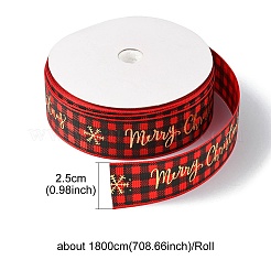 1 Roll Christmas Printed Polyester Grosgrain Ribbons&nbsp;OCOR-YW0001-05D