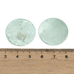 スプレー塗装された天然カピス貝のペンダント  ディスクチャーム  ミディアムアクアマリン  25x0.5~1mm  穴：1.2~1.4mm&nbsp;SHEL-C010-12B