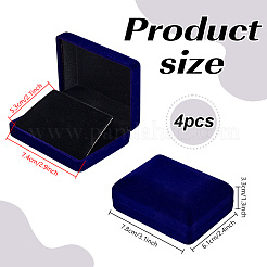 ベルベットのブローチ付きプラスチックカバーの梱包箱  長方形  ブルー  6.1x7.8x3.25cm&nbsp;VBOX-WH0012-07B
