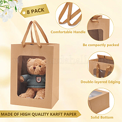 Paper Visible Window Gift Bags with Rope Handles&nbsp;ABAG-WH0040-14B
