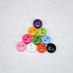 人形の服のためのマルチカラーのDIY手芸ボタン  フラットラウンド  樹脂ボタン  ミックスカラー  直径約6mm  穴：1mm&nbsp;X-NNA0VCY