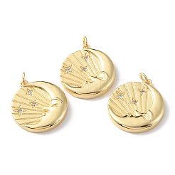 Rack Plating Brass Micro Pave Cubic Zirconia Pendants&nbsp;KK-F852-04G