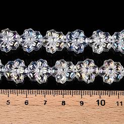 透明電気メッキガラスビーズ連売り  ABカラーメッキ  花  クリアAB  13x14x6mm  穴：0.9mm  約30個/連  15.16インチ（38.5cm）&nbsp;EGLA-N012-17