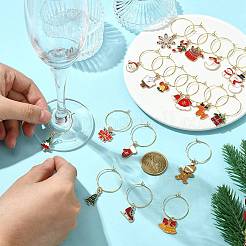 20Pcs 20 Styles Christmas Theme Alloy Enamel Wine Glass Charms&nbsp;HJEW-HS00082