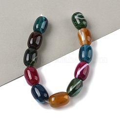 天然縞瑪瑙/縞瑪瑙（染色・加熱）ビーズ連売り  コラム  ミックスカラー  17~18x13mm  穴：1mm  約11個/連  7.68''（19.5センチメートル）&nbsp;G-H324-01E