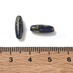 不透明色のガラスシードビーズ  ライス  火で磨かれた  ミッドナイトブルー  12.5x4.5mm  穴：0.8mm  約148個/袋&nbsp;GL-CBAC3F6-01F