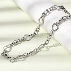 304 Stainless Steel Heart Link Chain Bracelet & Necklace Jewelry Sets&nbsp;SJEW-L199-08P