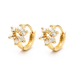 Flower Brass Hoop Earrings&nbsp;EJEW-S256-01A-G