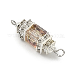 3Pcs 3 Colors Electroplate Glass Cube & Brass Crystal Rhinestone Connector Charms&nbsp;PALLOY-JF04407