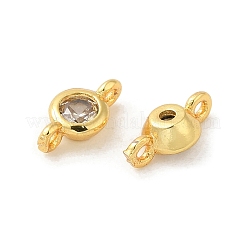 Rack Plating Brass Pave Clear Cubic Zirconia Connector Charms&nbsp;LS-KK-G477-02G