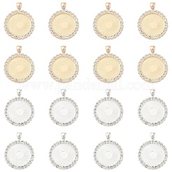 10Pcs Flat Round Alloy Rhinestone Pendant Cabochon Settings&nbsp;ALRI-YW0001-32KCG