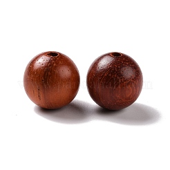天然木のビーズ  染色されていない  ラウンド  暗赤色  15mm  穴：1.8mm&nbsp;WOOD-C005-01E