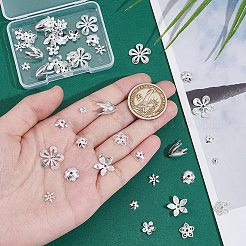 50 個 10 スタイル真鍮ビーズキャップ  花  フィリグリー  銀  5~16x1~8mm  5個/スタイル&nbsp;KK-GA0001-98