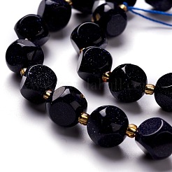 合成ブルーゴールドストーンビーズ連  シードビーズで  六面天体サイコロ  7.5~8x7.5~8x7.5~8mm  穴：0.5mm  約40個/連  16.14''（41センチメートル）&nbsp;G-M367-36B