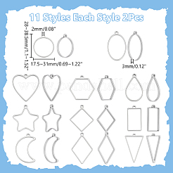 22Pcs 11 Styles 304 Stainless Steel Pendants&nbsp;STAS-WR0001-41