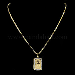 304 Stainless Steel Crystal Rhinestone Virgin Pendant Box Chain Necklaces for Men&nbsp;FS-WG6E56E-02