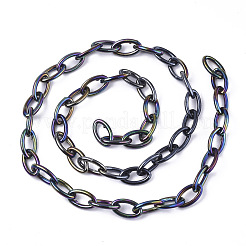 アクリル不透明アズキチェーン  ABカラー  馬の目  ブラック  13x8x2mm  18.5インチ〜19.29インチ（47~49cm）/連&nbsp;PACR-N009-001A