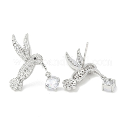 Rack Plating Brass Micro Pave Clear Cubic Zirconia Stud Earrings for Women&nbsp;EJEW-M260-22P