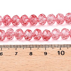 透明ガラスビーズ連売り  ファセット（32ファセット）  ロンデル  クリムゾン  6x5mm  穴：1mm  約80~85個/連  38~40cm&nbsp;GLAA-T023-6mm-A13