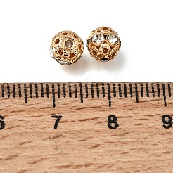 真鍮製のラインストーンビーズ  ラウンド  ニッケルフリー  18KGP本金メッキ  クリスタル  6mm  穴：1.2mm&nbsp;RB-K001-01G-04