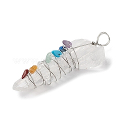 Raw Rough Natural Crystal Quartz Copper Wire Wrapped Big Pointed Pendants&nbsp;G-E593-01P