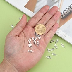 変色防止リーフ201ステンレススチールチャームペンダント  滑らかな表面  ステンレス鋼色  13x5.5x0.5mm  穴：1mm&nbsp;STAS-R075-12