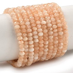 染め天然マレーシアジェイド翡翠ロンデルビーズ連売り  多面カット  ダークオレンジ  4x2~3mm  穴：1mm  約110~115個/連  14インチ&nbsp;G-E316-2x4mm-01