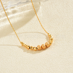 Brass Matte Round Graduated Beaded Necklaces for Women&nbsp;WB0357