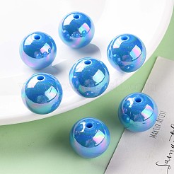 不透明なアクリルビーズ  ABカラーメッキ  ラウンド  ディープスカイブルー  20x19mm  穴：2~3mm&nbsp;X-MACR-S370-D20mm-9