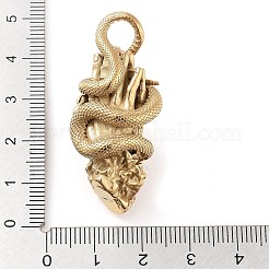 イオンプレーティング（IP）304ステンレスペンダント  蛇のチャームが付いた手  アンティーク黄金  42.5x19x17mm  穴：6mm&nbsp;STAS-R225-17AG