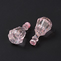 ダミーボトル透明レジンカボション  スパンコール  ピンク  32x16mm&nbsp;LS-RESI-E025-06B