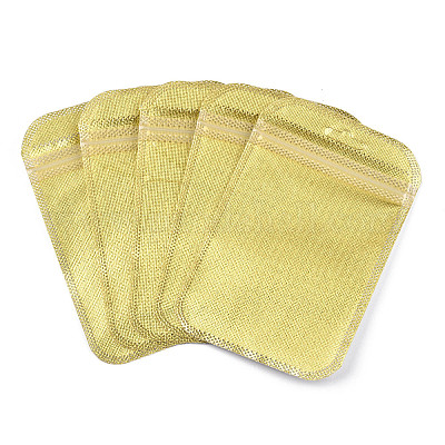 半透明のプラスチック製再封可能な包装袋  長方形  ゴールド  13x8.5x0.03cm&nbsp;OPP-Q006-03G-1