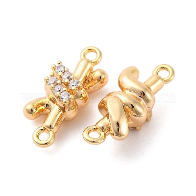真鍮製ラインストーンペンダント  カドミウムフリー＆ニッケルフリー＆鉛フリー  18KGP本金メッキ  16x7.5x6.3mm  穴：1.4mm&nbsp;KK-E793-21G-1