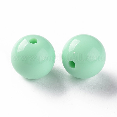 不透明なアクリルビーズ  ラウンド  アクアマリン  16x15mm  穴：2.8mm  約220個/500g&nbsp;MACR-S370-C16mm-A05-1