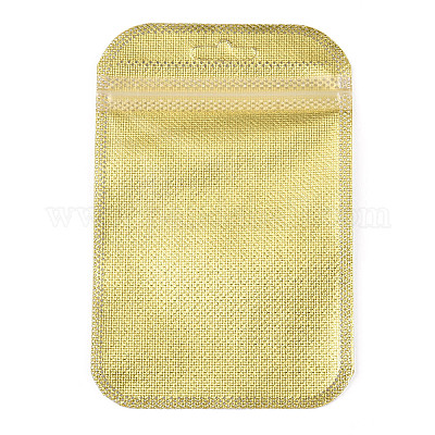 半透明のプラスチック製再封可能な包装袋  長方形  ゴールド  13x8.5x0.03cm&nbsp;OPP-Q006-03G-1