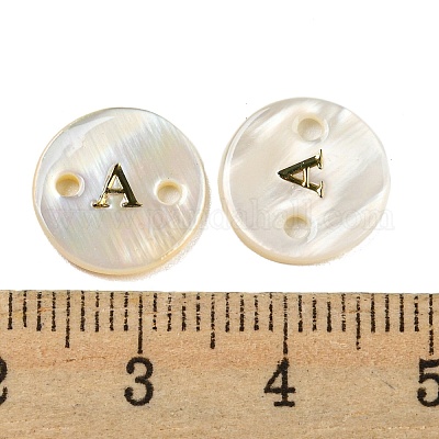 淡水シェルボタン  フラットラウンド  文字a  12x2mm  穴：1.6mm&nbsp;BUTT-Z001-01A-1