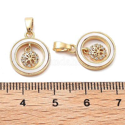 Brass Micro Pave Cubic Zirconia Pendants&nbsp;KK-L222-014G-1