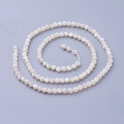 シェルビーズ連売り  多面カット  ラウンド  3~3.5mm  穴：0.5mm  約115~130個/連  14.5~16.1インチ（37~41cm）&nbsp;G-F619-27-3mm-1