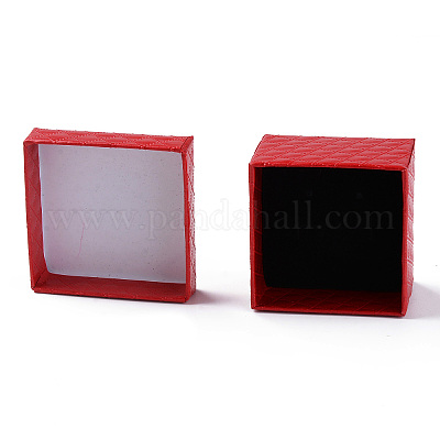 正方形の厚紙リングボックス  内部のスポンジ  レッド  2x2x1-3/8インチ（5x5x3.5cm）&nbsp;CBOX-S020-01-1
