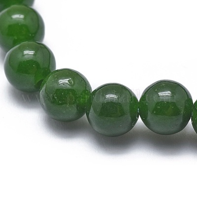 Natural TaiWan Jade Bead Stretch Bracelets&nbsp;BJEW-K212-C-019-1