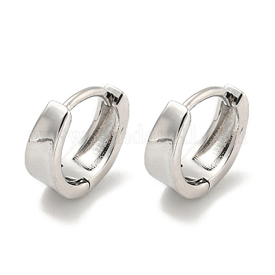 真鍮製フープピアス  リング  プラチナメッキ  12x4.5mm&nbsp;EJEW-L211-002P-1