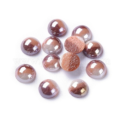 不透明ガラスカボション  縞模様  半円  カラフル  5~5.5x3mm&nbsp;GGLA-S038-10G-5mm-1