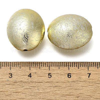 UVメッキ CCB プラスチックビーズ  テクスチャー  オーバル  シャンパンゴールド  23x20x12mm  穴：2mm&nbsp;CCB-D008-13G-1